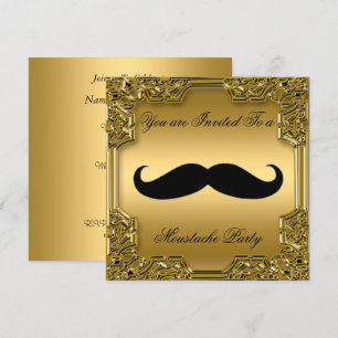 Invitation d'anniversaire à moustache Or