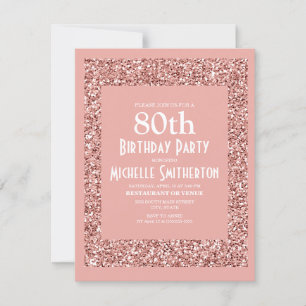 Invitation d'anniversaire à paillettes roses pour