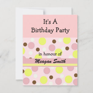 Invitation d'anniversaire à pois roses