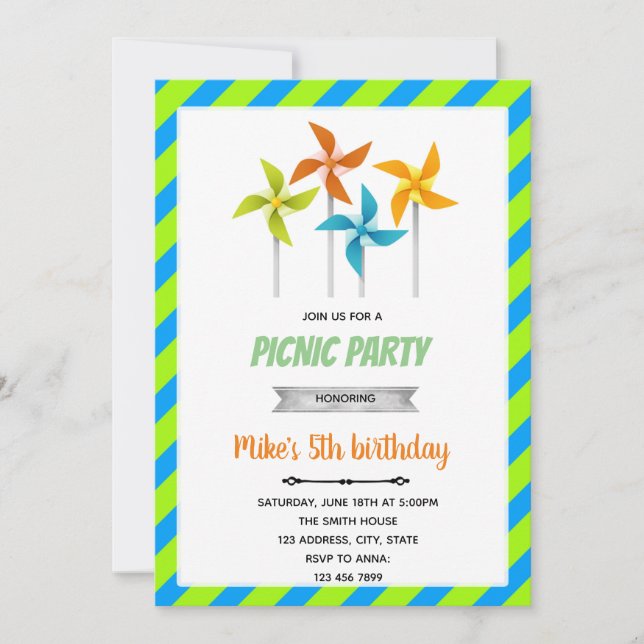Invitation d'anniversaire à roue à aubes (Devant)