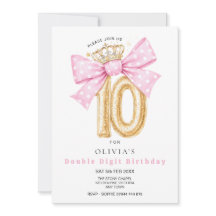 Invitation d'anniversaire à ruban pour 10 ans avec