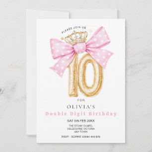 Invitation d'anniversaire à ruban pour 10 ans avec
