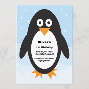 Invitation d'anniversaire à thème Penguin