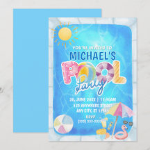 Invitation d'anniversaire à une fête au bord de la