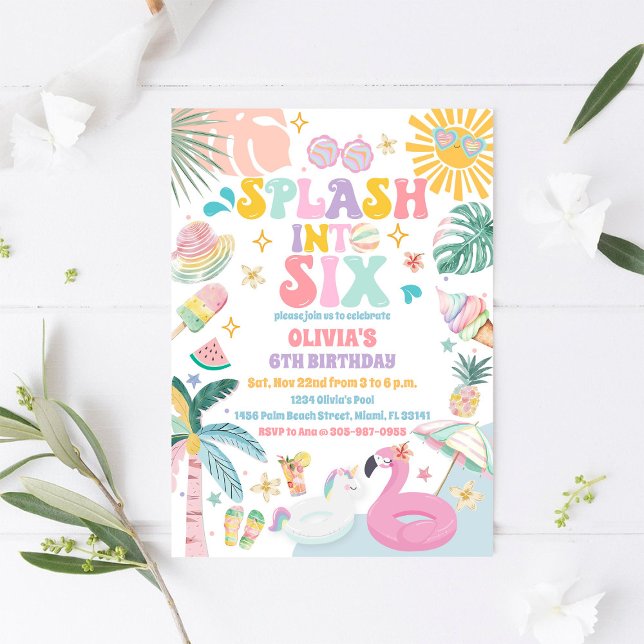 Invitation d'anniversaire à une fête au bord de la (Créateur téléchargé)