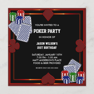 Invitation d'anniversaire à une soirée de poker