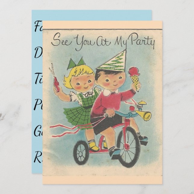 Invitation d'anniversaire à vélo (Devant / Derrière)