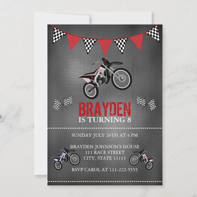 Invitation d'anniversaire à vélo de bord de Chalkb (Devant)