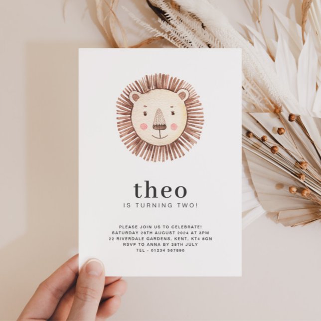 Invitation d'anniversaire à visage de lion (Créateur téléchargé)