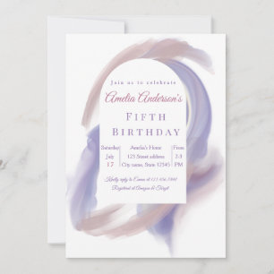 Invitation d'anniversaire Abstrait Aquarelle Lilas