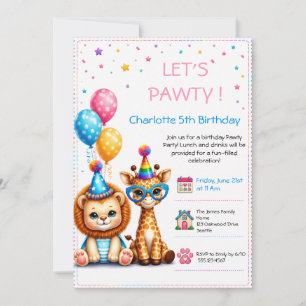 Invitation d'anniversaire adorable bébé lion & gir