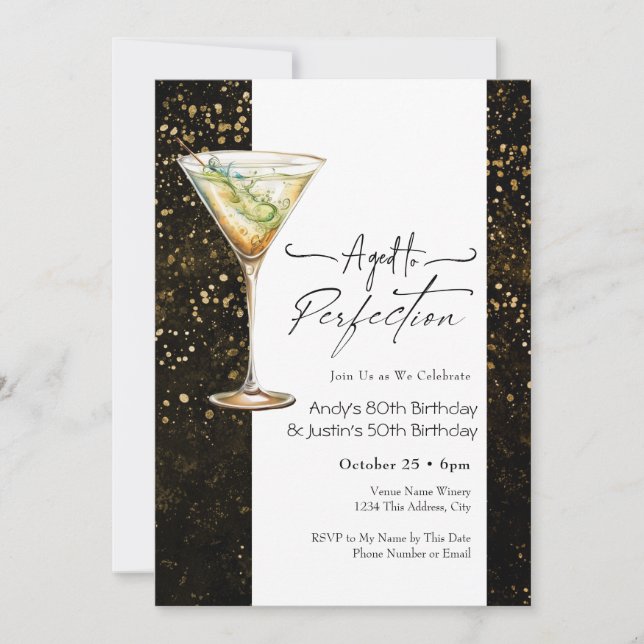 Invitation d'anniversaire adulte double (Devant)