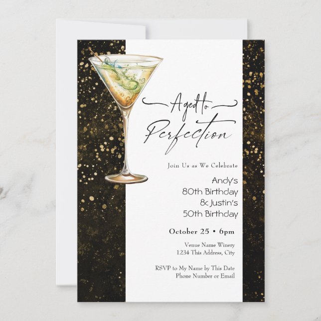 Invitation d'anniversaire adulte double (Devant)