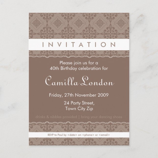 INVITATION D'ANNIVERSAIRE ADULTE :: P6 orné (Devant)