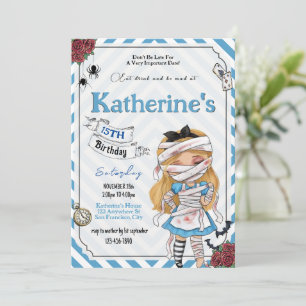 Invitation d'anniversaire Alice au pays des horreu