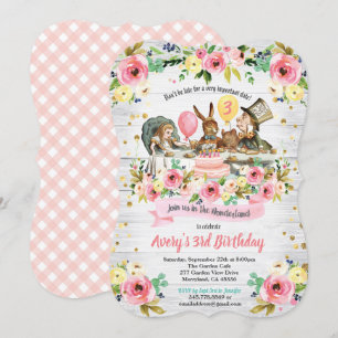 Invitation d'anniversaire Alice au pays des mervei