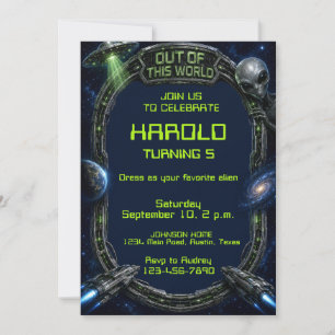 Invitation d'anniversaire Alien hors du monde Espa