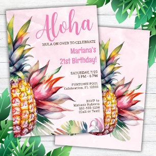 Invitation d'anniversaire Aloha Ananas