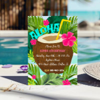 Invitation d'anniversaire Aloha Cocotier Tropical