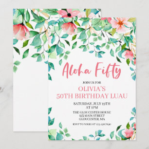Invitation d'anniversaire Aloha Fifty Tropical 50è