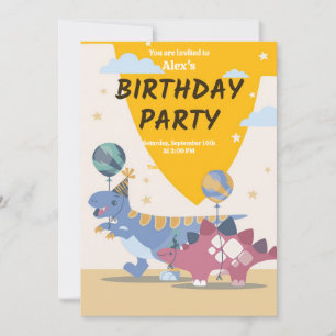 Invitation d'anniversaire amusante avec un dinosau