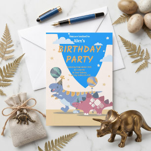 Invitation d'anniversaire amusante avec un dinosau