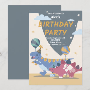 Invitation d'anniversaire amusante avec un dinosau
