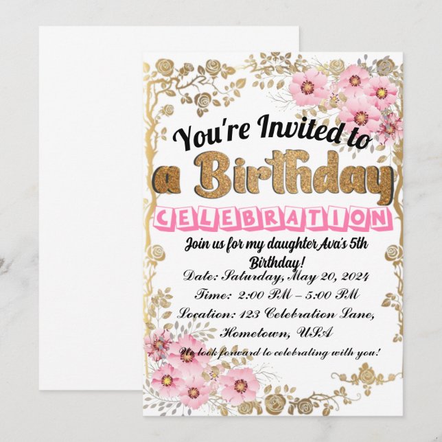 Invitation d'anniversaire amusante et lunatique po (Devant / Derrière)
