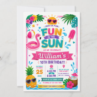 Invitation d'anniversaire Amusement au Soleil