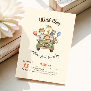 Invitation d'anniversaire Animal Aquarelle Premier