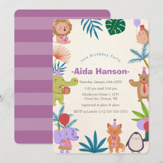 Invitation d'anniversaire Animaux de Fête