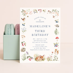 Invitation d'anniversaire Animaux de la Forêt de B