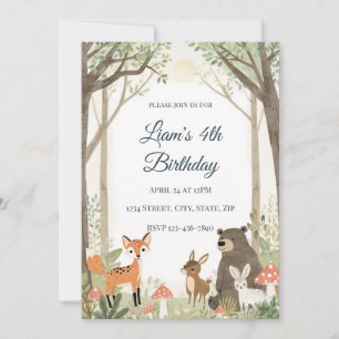 Invitation d'anniversaire Animaux de la Forêt - Fo