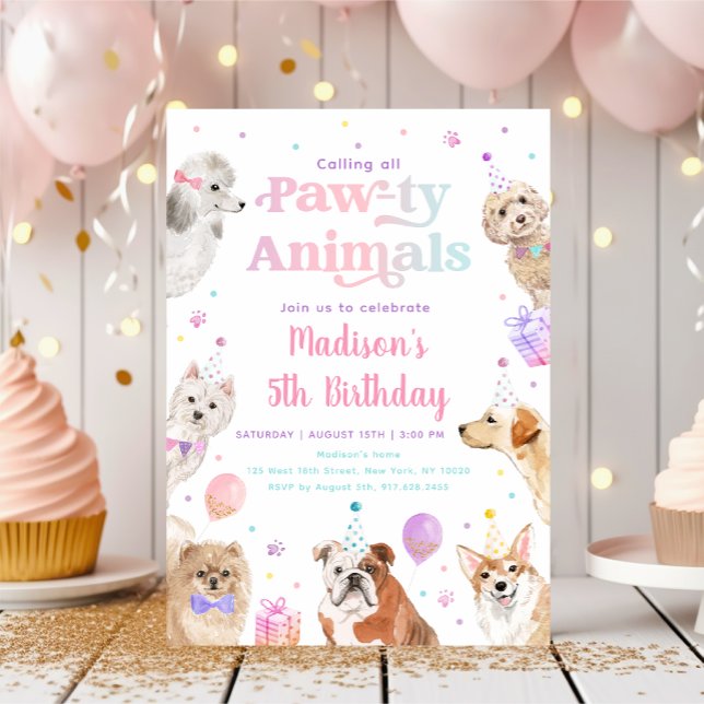 Invitation d'anniversaire Animaux Fête Patte de Ch (Créateur téléchargé)