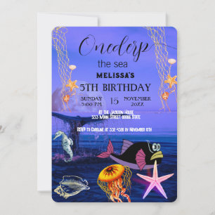 Invitation d'anniversaire Animaux Marins Aquarelle