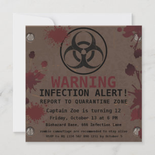 Invitation d'anniversaire Apocalypse Zombie Bioh