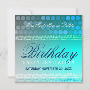 Invitation d'anniversaire Aqua Blue Funky Dance Pa