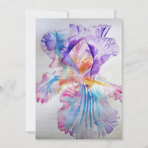 Invitation d'anniversaire aquarelle Iris Rose Viol