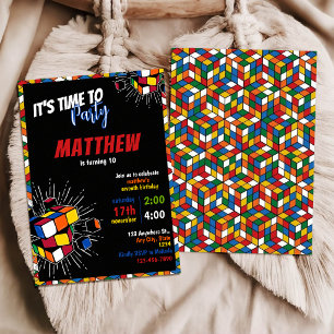 Invitation d'anniversaire arc-en-ciel de Rubik