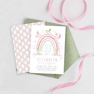 Invitation d'anniversaire Arc-en-ciel Licorne, Arc