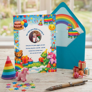 Invitation d'anniversaire Arc-en-ciel Lumineux