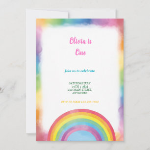 invitation d'anniversaire arc-en-ciel multicolore 