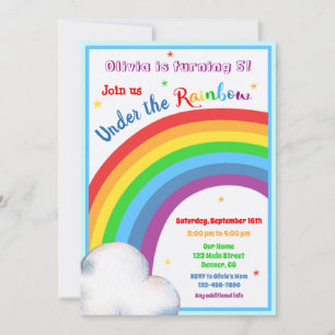 Invitation d'anniversaire Arc-en-ciel Sous l'arc-e