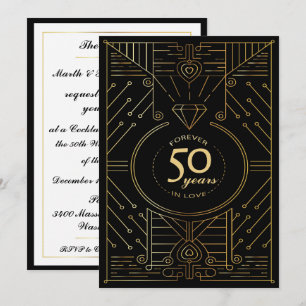 Invitation d'anniversaire Art Déco Exquis 50 ans