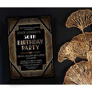 Invitation d'anniversaire Art Déco Roaring 20s