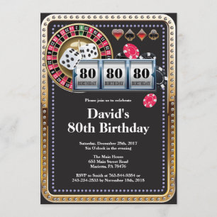 Invitation d'anniversaire au 80e casino de cartes 