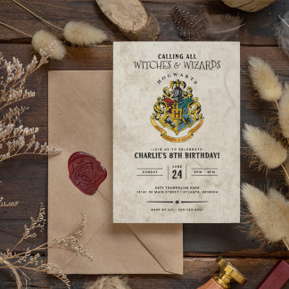 Invitation d'anniversaire au blason de Poudlard Ha
