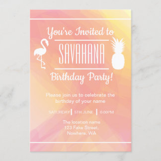 Invitation d'anniversaire au Flamant rose et à l'a