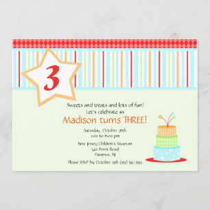 Invitation d'anniversaire au gâteau d'anniversaire