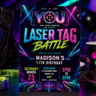 Invitation d'anniversaire au Laser Tag